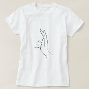 Minimalist Paw in Hand for Pet Lover Outline Art  T-Shirt
