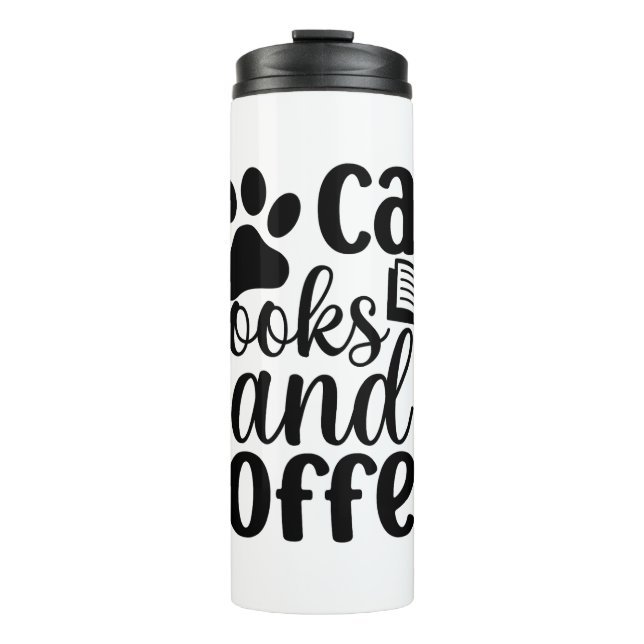 Minimalist Paw Print & Book Graphic Quote Thermal Tumbler (Front)
