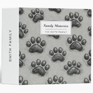 Minimalist Paw Print Sketch Pattern (1) Binder