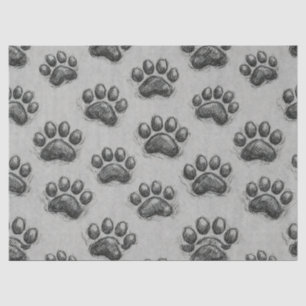Minimalist Paw Print Sketch Pattern (1) Tissue Paper