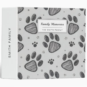 Minimalist Paw Print Sketch Pattern (2) Binder