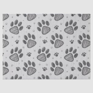 Minimalist Paw Print Sketch Pattern (2) Tissue Paper