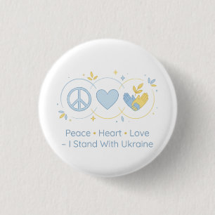 Minimalist Peace Heart Love Ukraine Support Design 1 Inch Round Button