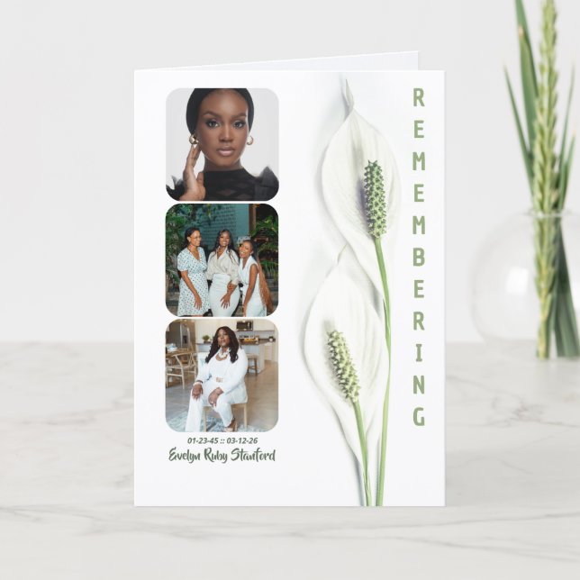 Minimalist Peace Lily Bi-fold Funeral Program (Front)
