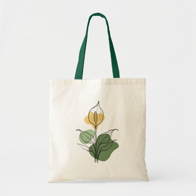 Minimalist Peace Lily Line Art Tote (Front)