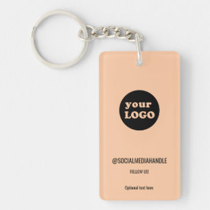 Minimalist Peach Custom Business Logo Keychain
