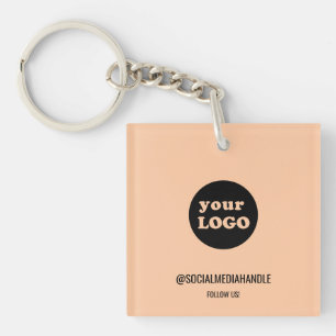 Minimalist Peach Custom Business Logo Keychain