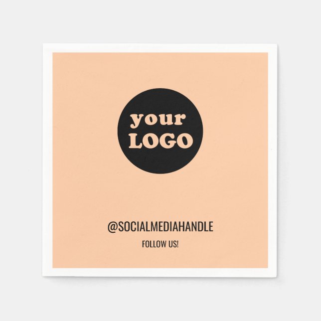 Minimalist Peach Custom Business Logo Napkin (Front)
