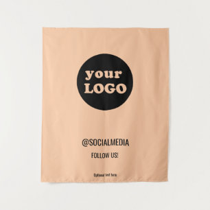 Minimalist Peach Custom Business Logo Tapestry