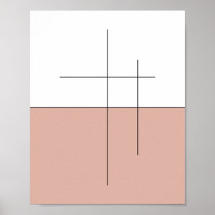 Minimalist Peach Horizon Line Art Poster