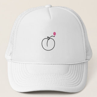 Minimalist Peach One Line Art with Pink Balloon Trucker Hat