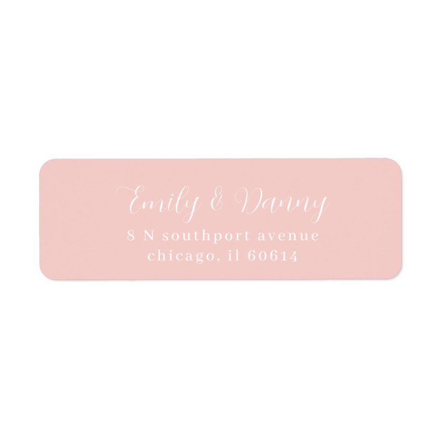 Minimalist Peach Pink Elegant Wedding Address (Front)