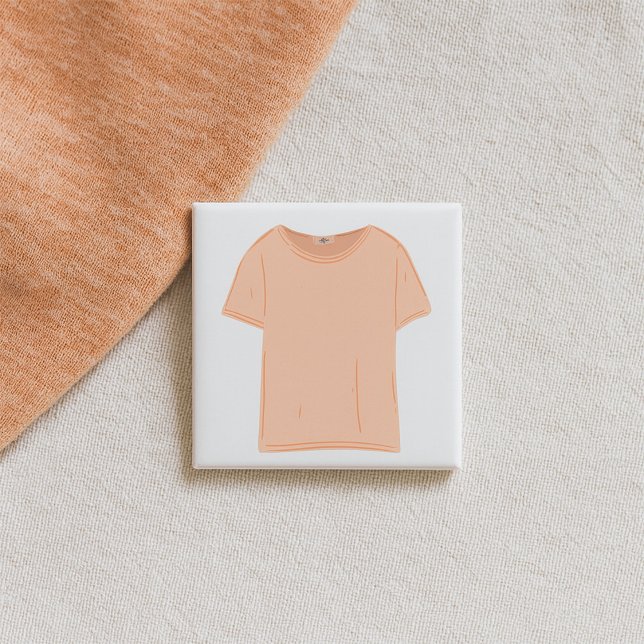 Minimalist Peach Tee Illustration  2 Inch Square Button (Creator Uploaded)