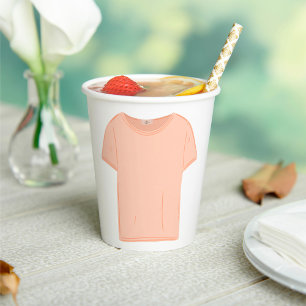 Minimalist Peach Tee Illustration Paper Cups