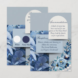 Minimalist Pearl Dusty Blue Hydrangea Wedding Enclosure Card
