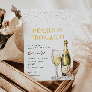 Minimalist Pearls and Prosecco Bridal Shower  Invitation