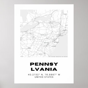 Minimalist Pennsylvania Map Art Poster