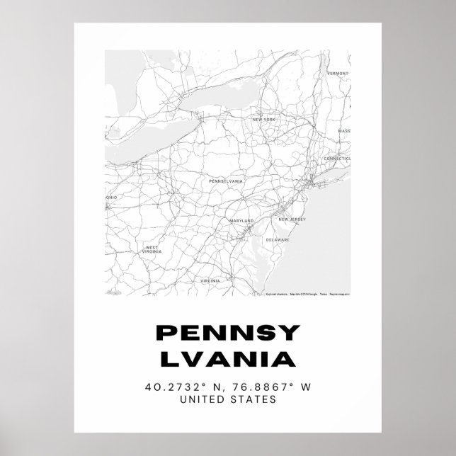Minimalist Pennsylvania Map Art Poster (Front)