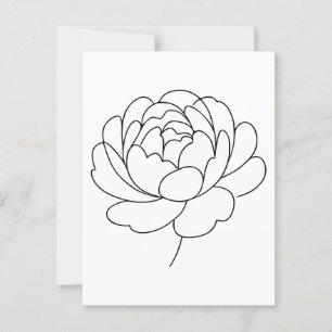 Minimalist Peony Bloom Line Art  Postcard