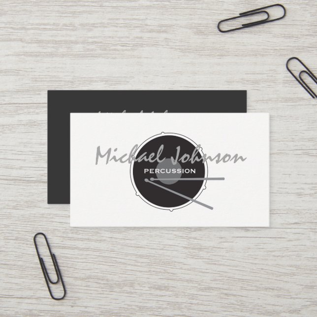 Minimalist Percussion Music Business Card (Front/Back In Situ)