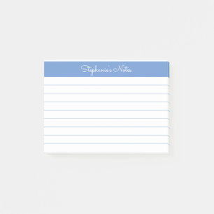 Minimalist Periwinkle Blue Lined Personalized Post-it Notes