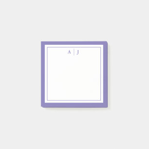 Minimalist Periwinkle Two Border Monogram Post-it Notes