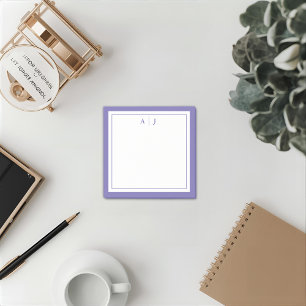 Minimalist Periwinkle Two Border Monogram Post-it Notes