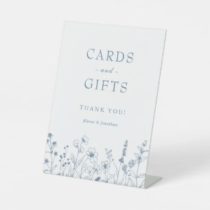 Minimalist Periwinkle Wildflower Cards and Gifts Pedestal Sign