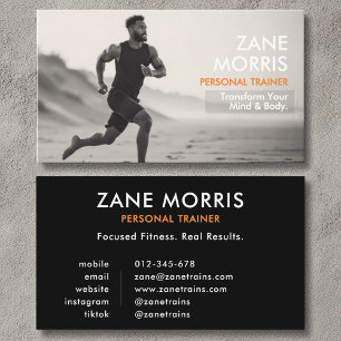 Minimalist Personal Fitness Trainer Photo Business Card