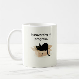 Minimalist Personal Introverted Black Cat Box Coffee Mug