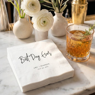 Minimalist Personalized Best Day Ever Wedding Napkin