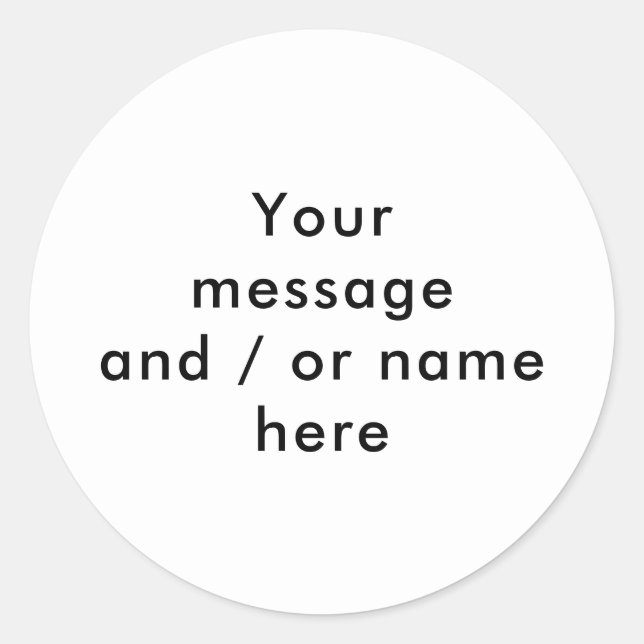 Minimalist Personalized Black and White Classic Round Sticker (Front)