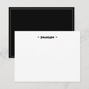 Minimalist Personalized Black and White Stationery Card