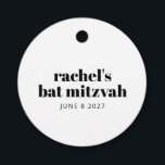 Minimalist Personalized Black White Bat Mitzvah Favour Tags<br><div class="desc">Personalized Modern Bold Typography Black and White Bat Mitzvah Favour Tags</div>