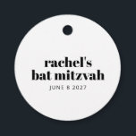 Minimalist Personalized Black White Bat Mitzvah Favour Tags<br><div class="desc">Personalized Modern Bold Typography Black and White Bat Mitzvah Favour Tags</div>