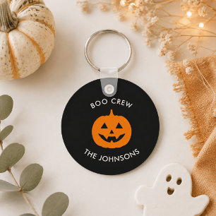 Minimalist Personalized Boo Crew Halloween Keychain