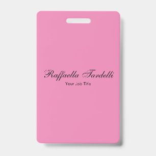 Minimalist personalized customized name pink colou badge