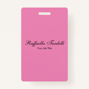 Minimalist personalized customized name pink colou badge