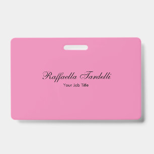 Minimalist personalized customized name pink colou badge