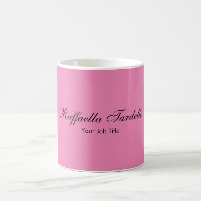 Minimalist personalized customized name pink colou coffee mug (Center)