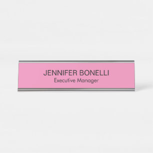Minimalist personalized customized name pink colou desk name plate
