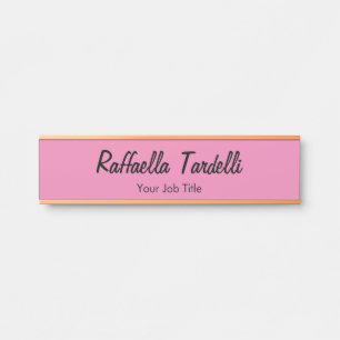 Minimalist personalized customized name pink colou door sign