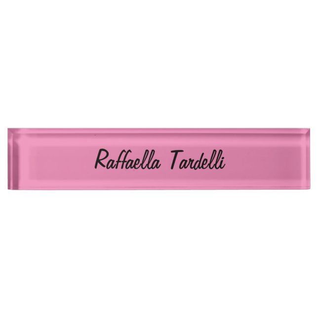 Minimalist personalized customized name pink colou nameplate (Front)