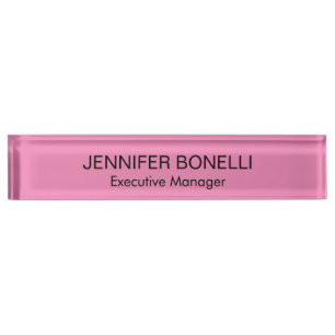 Minimalist personalized customized name pink colou nameplate