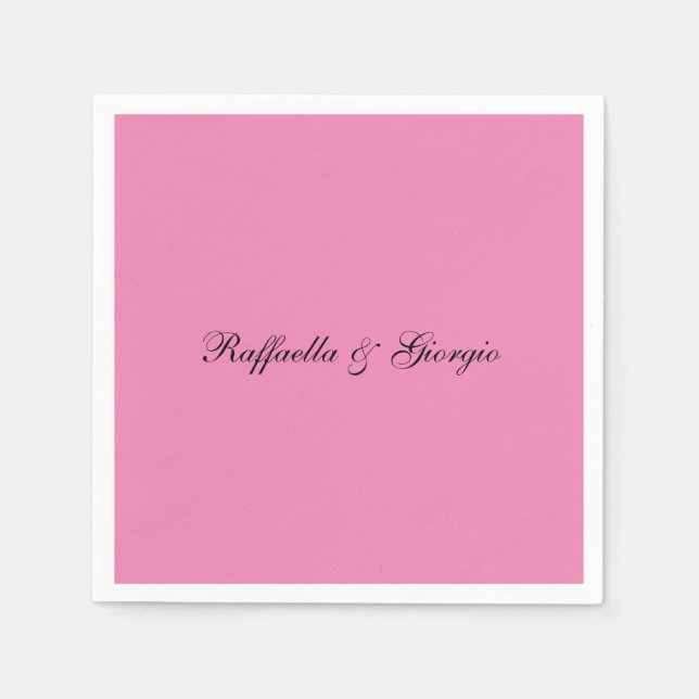 Minimalist personalized customized name pink colou napkin (Front)