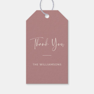 Minimalist Personalized Dusty Rose Thank You Gift Tags