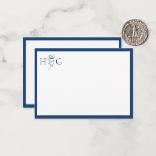 Minimalist Personalized Floral Monogram Card