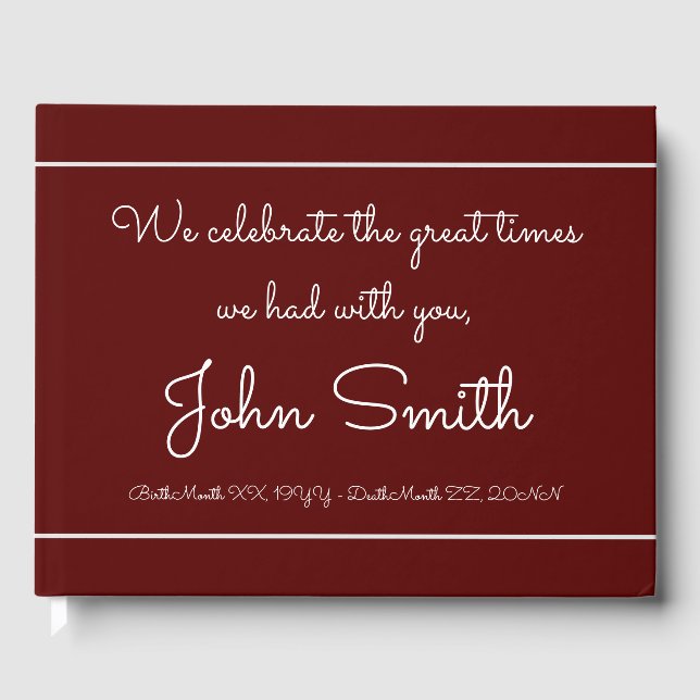 Minimalist & Personalized Funeral Guest Book (Front)