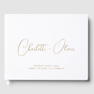 Minimalist Personalized Gold Typography Wedding Guest Book