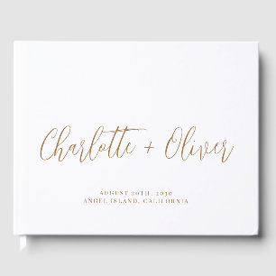 Minimalist Personalized Gold Typography Wedding Guest Book